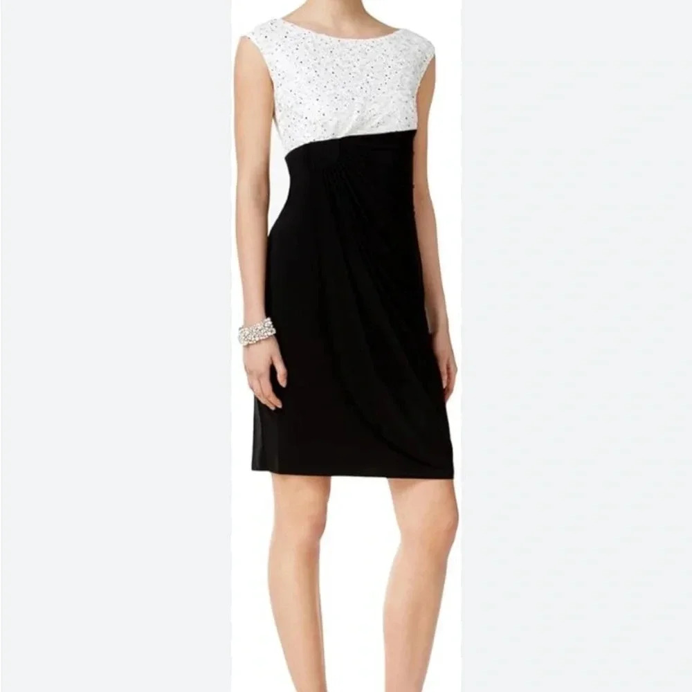 Connected Apparel Wrap Dress Black and White size 6
